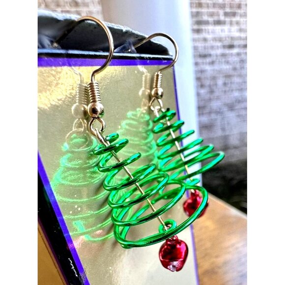 Christmas Tree Earrings Jingle Bells New Dangle Hooks Festive Holiday Pa… - Picture 2 of 12